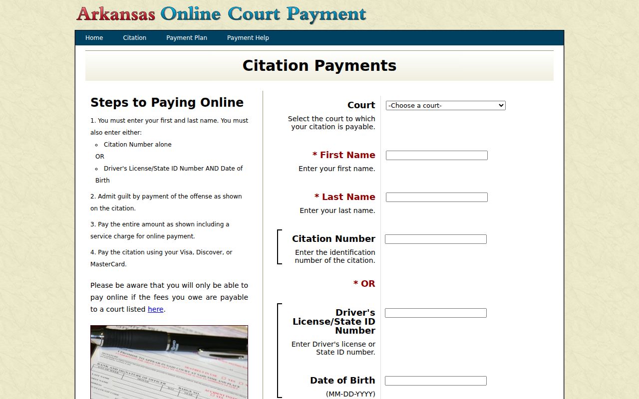 White County warrant check and Arkansas citation payment portal