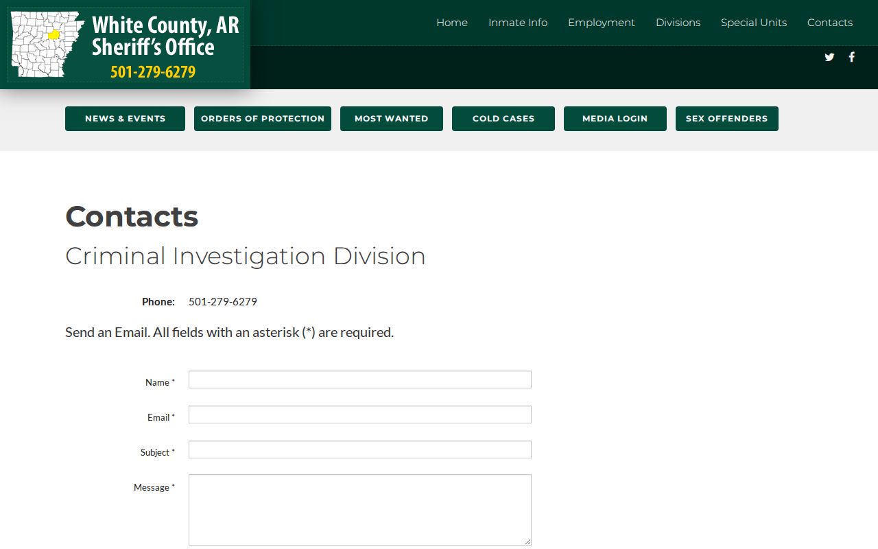White County warrant records request contact form