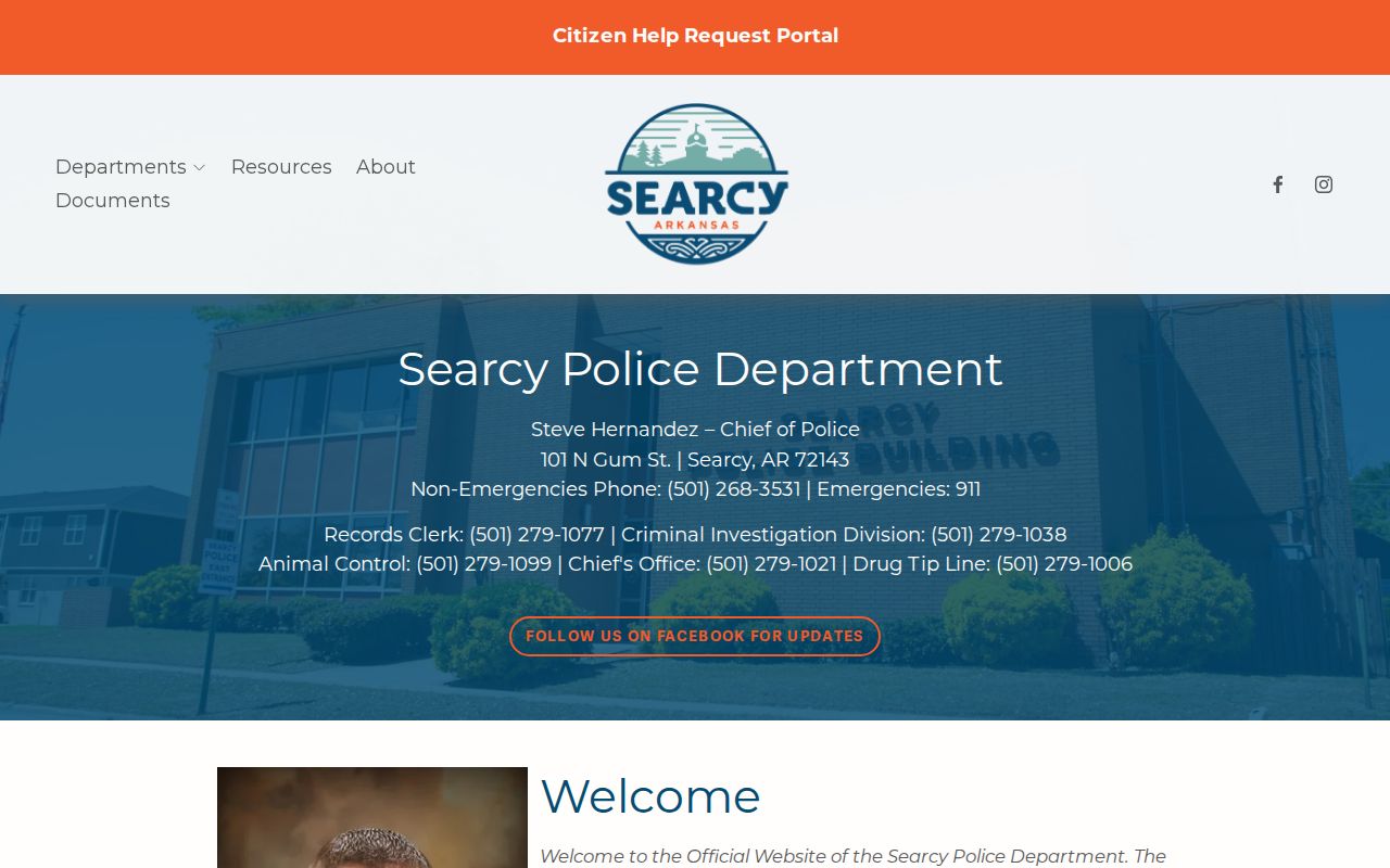 Official Searcy Police records contact page