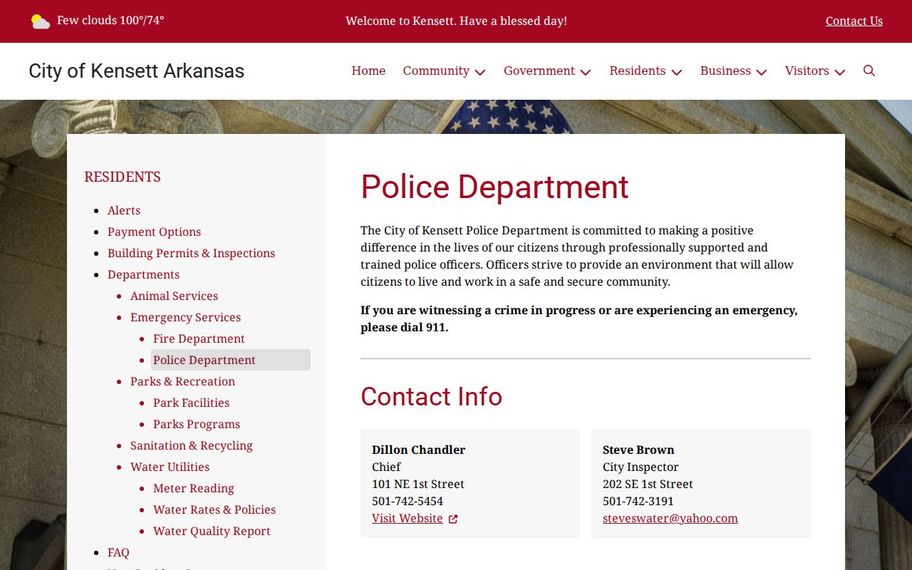 Kensett Police route for White County arrest warrant records