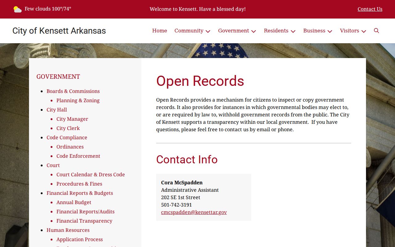 Kensett open records source for White County arrest warrant records