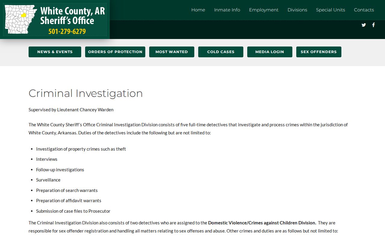 White County investigator affidavit and warrant preparation work