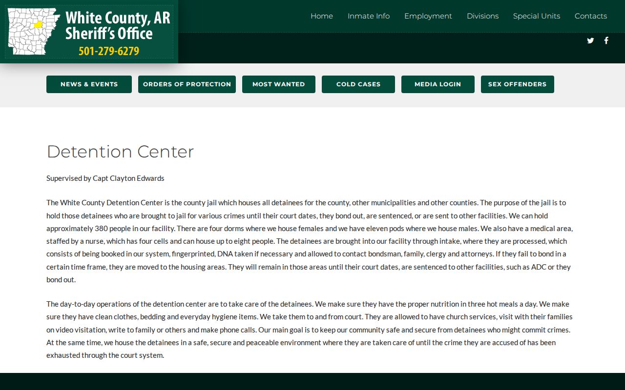 White County arrest warrant booking and bond release facility