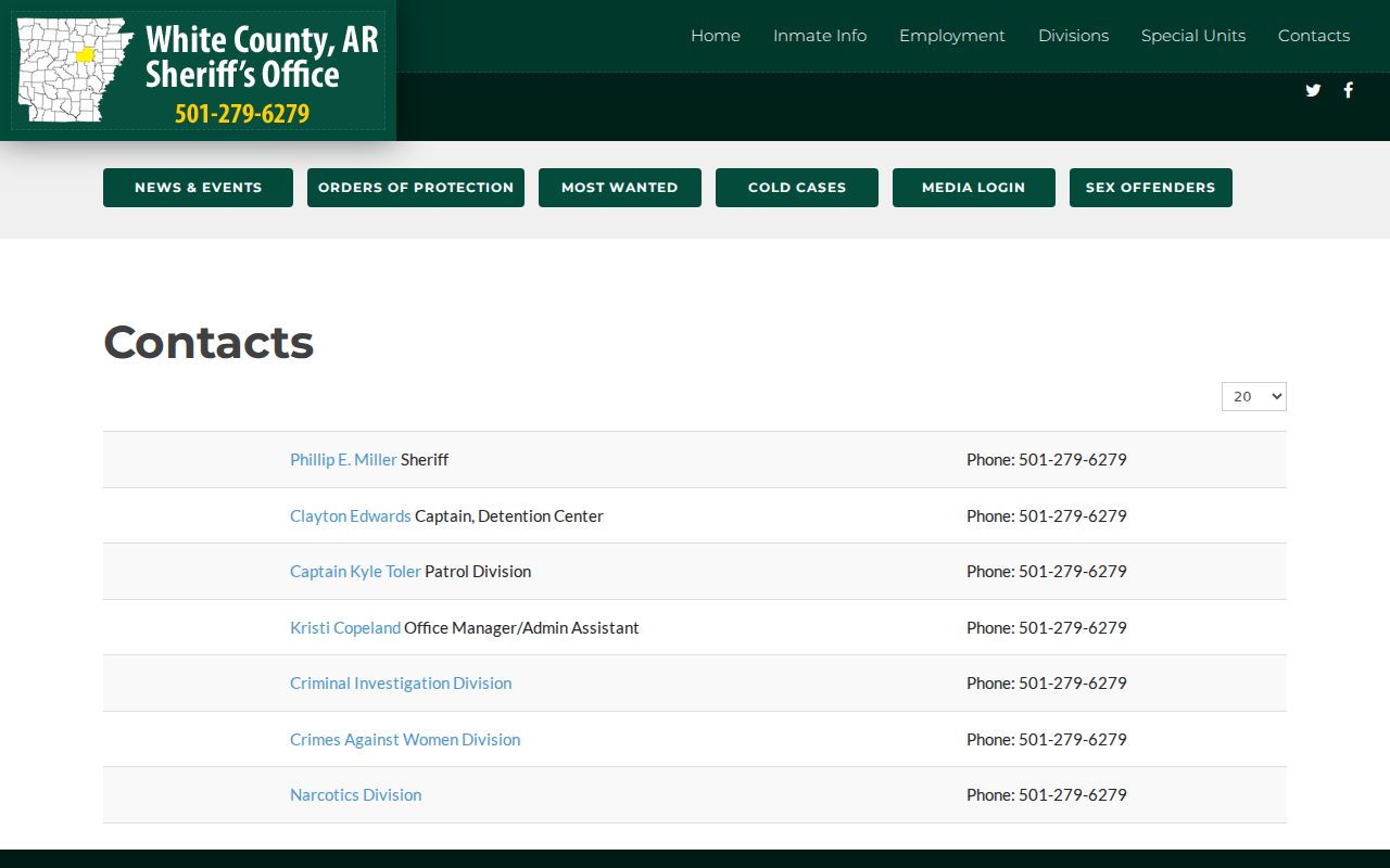 White County active warrant service contact route