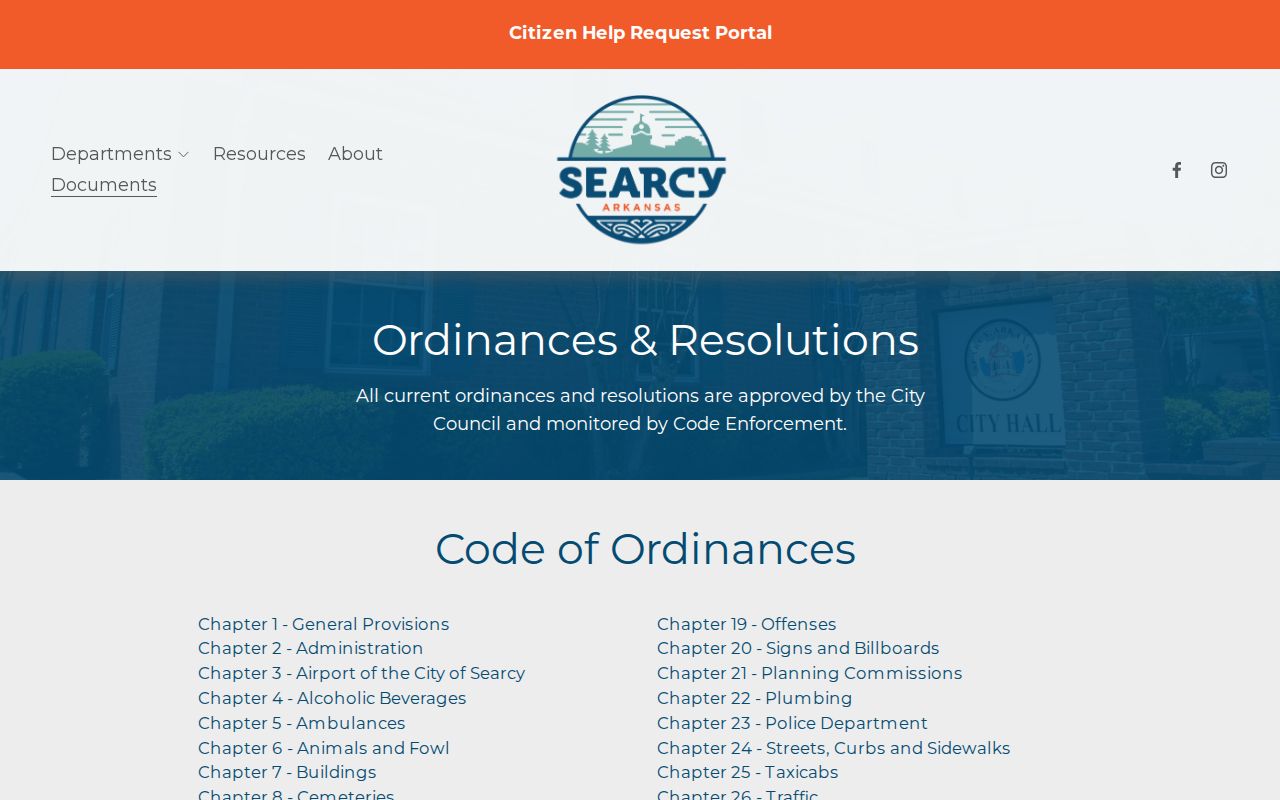 Searcy ordinance records index