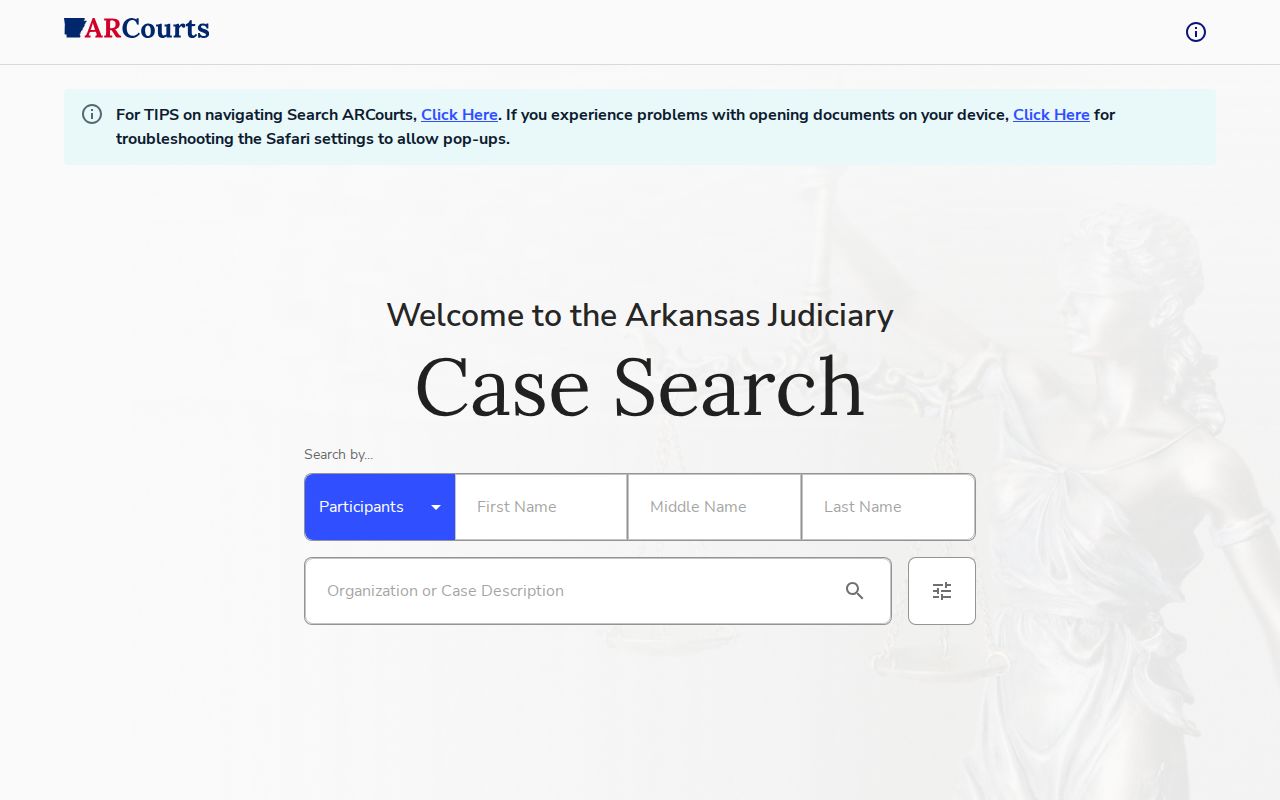 White County warrant records Search ARCourts interface